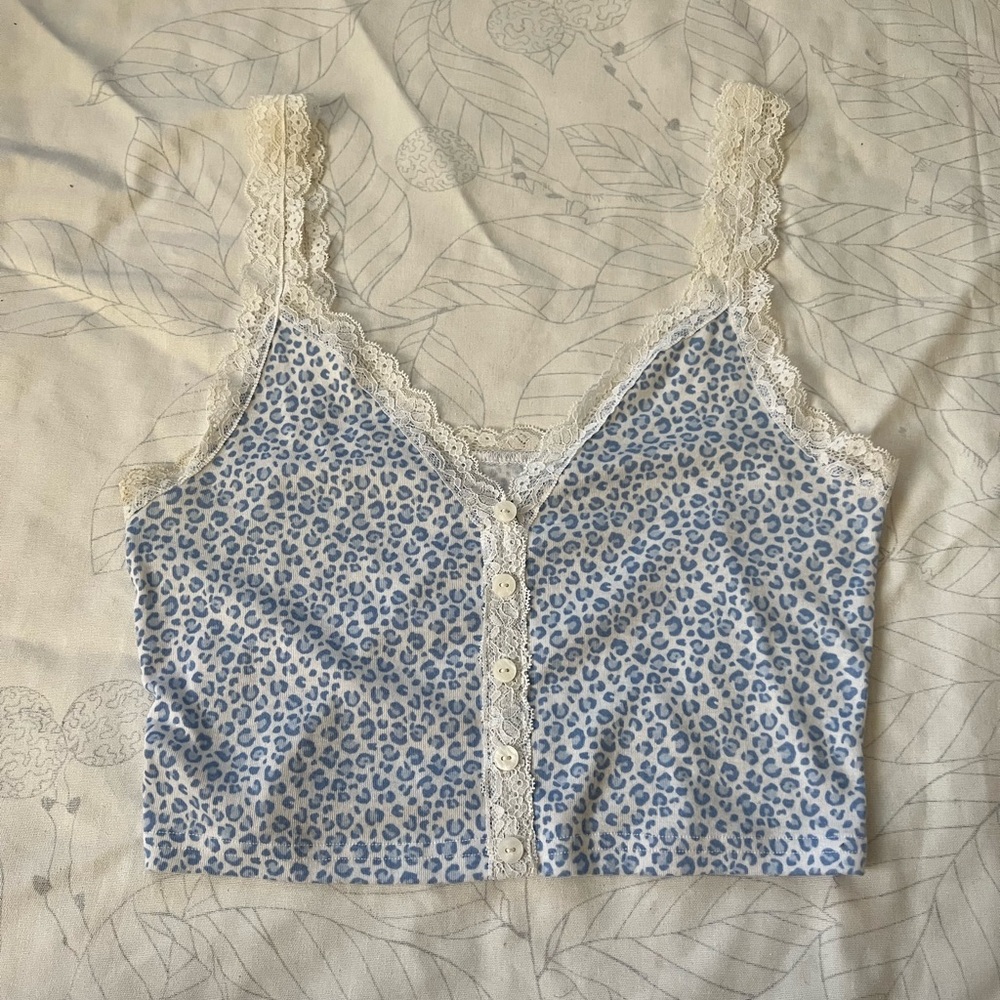 Leopard and lace crop top